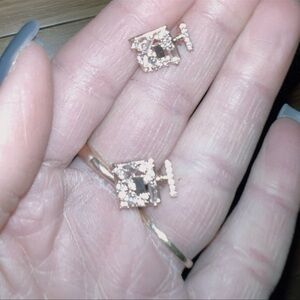 Elegant faux Gold Square Stud Earrings perfume bottles